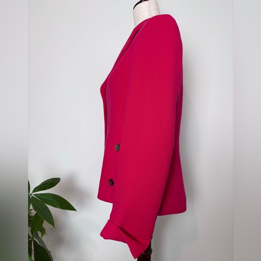 Nina Mclemore Jacket Pink 100% Virgin Wool 100% Silk Lining - Picture 3 of 12